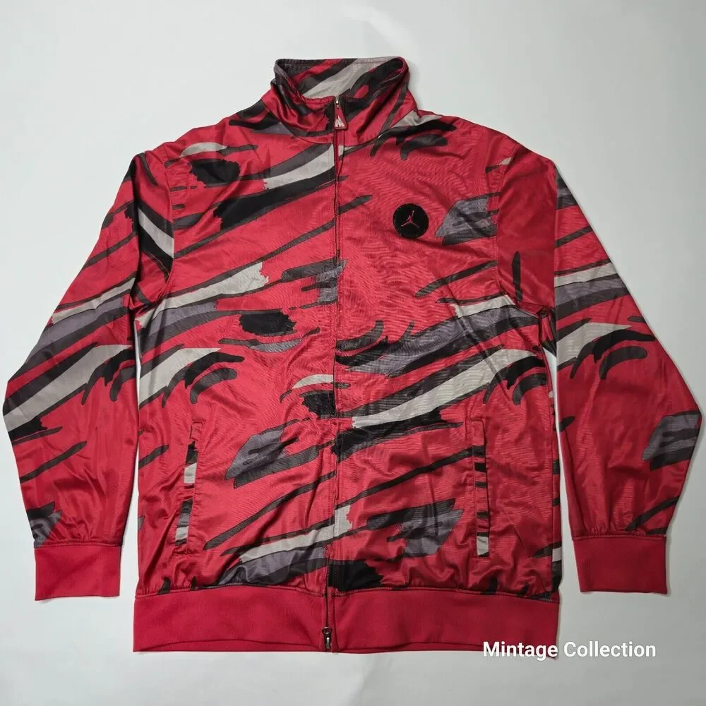 Nike Jumpman Red Jordan VIII 8 Camo Basketball Full Zip Track Jacket Size M